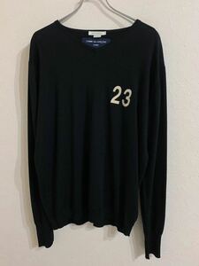 JOHN SMEDLEY ×コムデギャルソンコラボ　Vネックニットセーター　Lサイズ　ブラック