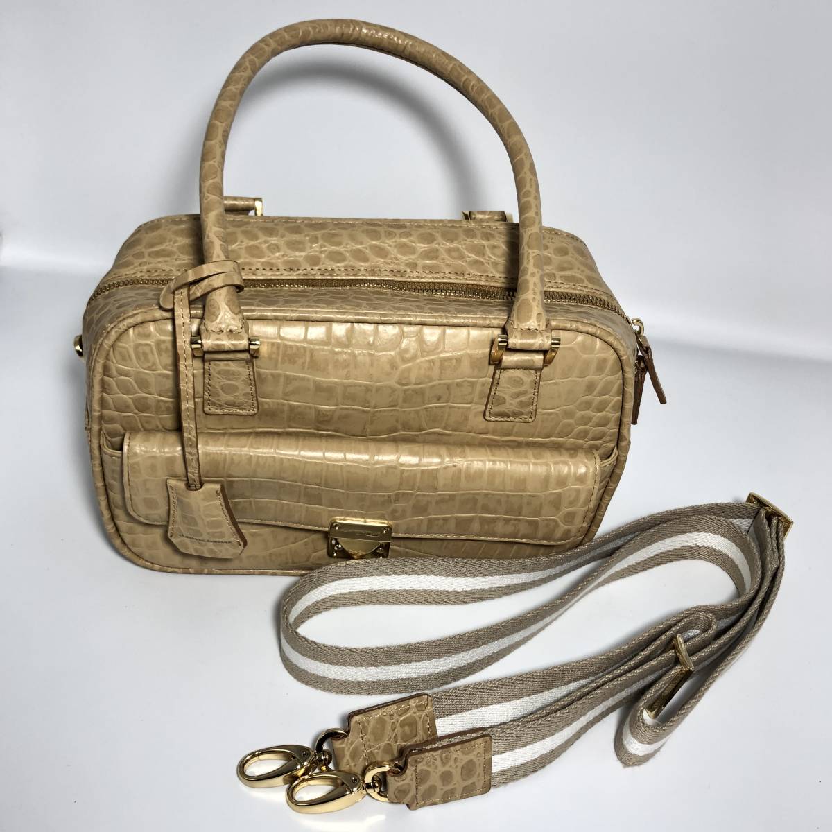 新品同様 LEATHER JEWELS レザージュエルズ クロコダイル ピンク