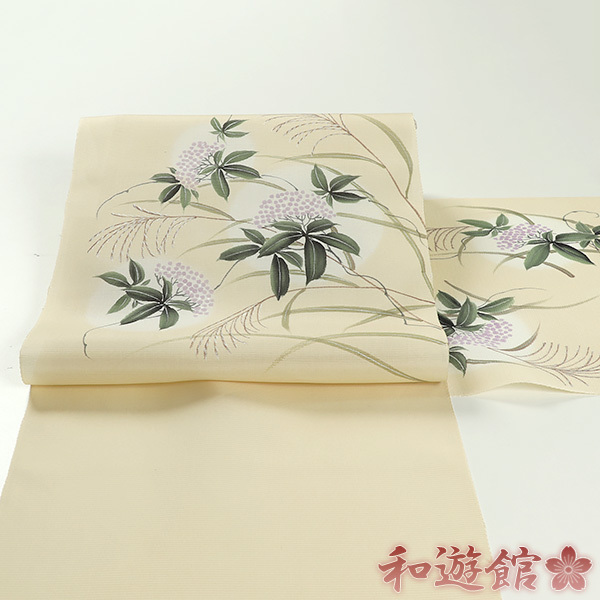 303mn90◇絹芭蕉布 花 落款有 作家物 紗 開き名古屋帯◇美品 【激安