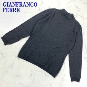 ジャンフランコ フェレ ウール100%長袖 ニット グレー GIANFRANCO FERRE リブニット カジュアル シンプル ハイネックニット 40 C4896