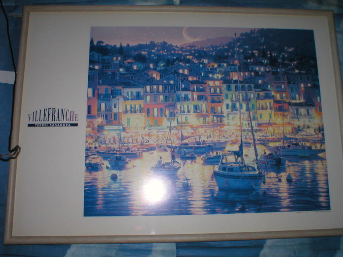 Length: approx. 86 cm★ [Teppei Sasakura Villefranche Poster] Framed, Artwork, Painting, others