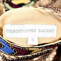 ★美品 CHRISTOPHE SAUVAT クリストフ ソヴァ リバーシブル スパンコール エスニック柄 ジップブルゾン ゴールド S JP:M レディース 装飾-_画像6