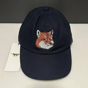 新品 MAISON KITSUNE メゾンキツネ キャップ LARGE FOX HEAD EMBROIDERY 6P CAP 帽子 ネイビー