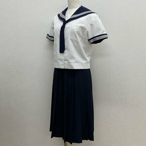 US721-1 ( used ) Saga prefecture .. city ... junior high school 3 point set /M~L degree /W67/ sailor / skirt / Thai / white 3ps.@/ short sleeves / summer clothing / for summer / uniform / school uniform / woman student 