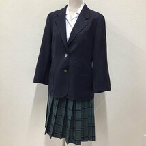 O182 (中古) 四国方面 校名不明 3点セット /165/170A/W80/ブレザー/ブラウス/スカート/チェック柄/冬服/冬用/制服/学生服/中学校/女子学生_画像1