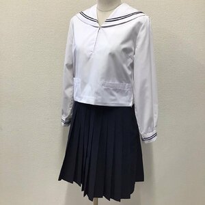 (Y)O814 (中古) 山形県 山形市立第三中学校 セーラー服 上下2点セット /165A/W69/紺2本/TOMBOW/合服/夏服/高校/制服/女子学生/学生服