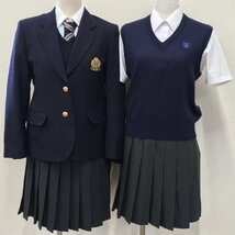 (T)A104(中古)茨城県 茨城高校 8点セット /S/M/W63/W66/ブレザー/セーター/ベスト/ブラウス/スカート/ネクタイ/制服/学生服/卒業生品_画像1