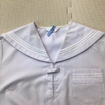 O277 (中古) 兵庫方面 校名不明　セーラー服 上下セット /大きめ/L/LL/W72/セーラー/スカート/白ライン3本/夏服/夏用/制服/高校/女子学生_画像3