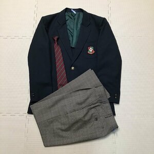 OT646 (中古) 栃木県 陽西中学校 男子学生服 3点セット /指定品/LL/W79/深緑/ブレザー/ズボン/ネクタイ/制服/中学校/高校/卒業生品