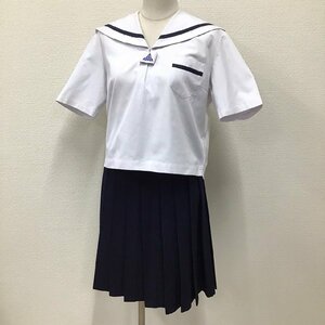 O252 (中古) 香川県 香川第一中学校 セーラー服 上下セット /大きめ/LL/W80/紺1本ライン/夏服/夏用/中学校/高校/女子学生/学生服/制服