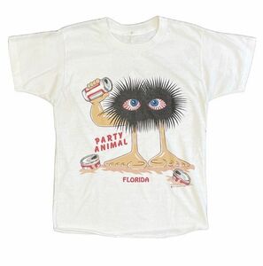 80's ビンテージ Tシャツ 両面 PARTY ANIMAL 1987 B.ELBERT ホワイト サイズM位 [l-0588]