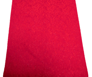 801-c番 銀通し 正絹縮緬地端切れ（はぎれ・ハギレ） 幅約39.5センチ×長さ約105センチ 　赤色 吹雪の地模様入 表地用　中厚地
