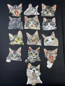 【未使用品】猫 ねこ cat キャット 刺繍 13点 ワッペン メンズ レディース アクセサリー アップリケ おしゃれ グッズ 送料無料 匿名配送