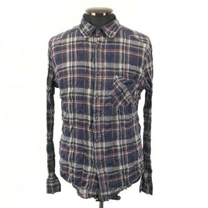 Made in Japan★GENERAL CONFUSION/ゼネラルコンフュージョン★薄手/長袖チェックシャツ【Mens size -M/紺/navy blue】shirts/Tops◆BG945