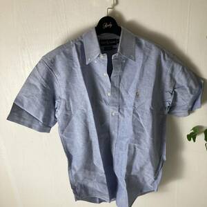 230202 ラルフローレン　Ralph Lauren メンズ　S 半袖シャツ ボタンダウンシャツ デニムシャツ　綿100% 胸刺繍ロゴ