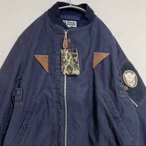 未使用 新品 タグ、ジップロック付属 A BATHING APE / アベイシングエイプ B-15A モディファイ コットン フライトジャケット 日本製 Mの画像6