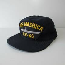 USA製90sデッドストック米軍アメリカ海軍USS AMERICA CV-66 刺繍スコードロンキャップUSNミリタリー米海軍ネイビーNAVY帽子シップキャップ_画像1