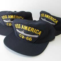 USA製90sデッドストック米軍アメリカ海軍USS AMERICA CV-66 刺繍スコードロンキャップUSNミリタリー米海軍ネイビーNAVY帽子シップキャップ_画像3
