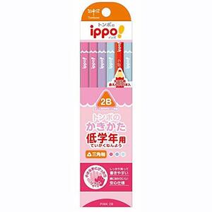 トンボ鉛筆 鉛筆 ippo! 低学年用かきかたえんぴつ 2B 三角軸 プレーン Pink MP-SEPW04-2B