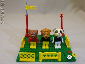 80sビンテージ LEGO Fabuland 芝生広場セット レア「パンダのペリー」＋「ライオンのライオネル」＋「Ｍマウス」 ファビュランド レゴ