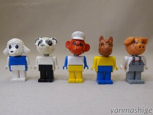 80sビンテージ LEGO Fabuland ミニフィグ5体セット[A] レアフィグあり ひつじ パンダ オランウータン 馬 豚 ファビュランド レゴ