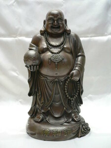 中国古美術　銅製　彌勒大道　弥勒佛(天恩弥勒佛院)敬贈　布袋和尚　置物　高さ約39cm 重さ6.3Kg