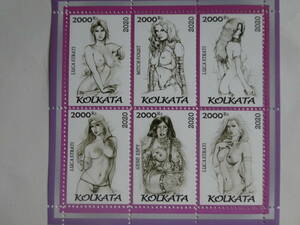 インド(コルカタ)切手『ヌード』6枚シートR