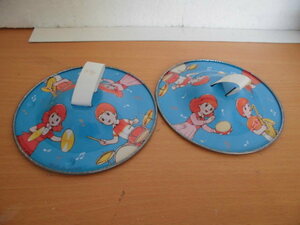  tin plate made toy musical instruments cymbals made in Japan 
