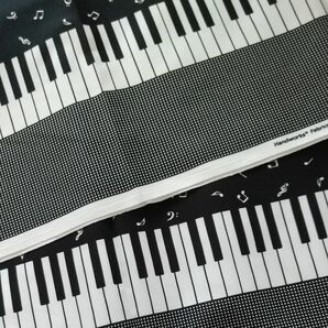 ピアノ鍵盤柄 チェック 音符ト音記号 オックス生地