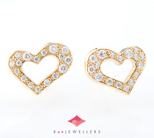  Piaget Heart diamond 18 gold yellow gold earrings [ used ]