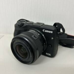 【1円スタート】Canon キャノン ミラーレス一眼カメラ EOS M3 レンズキット EF-M15-45mm F3.5-6.3 IS STM ブラック