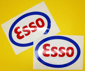 送料無料 ESSO LAMINATED Decal Sticker エッソ ラミネート ステッカー シール デカール 2枚セット 180mm x 125mm