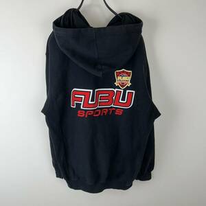 FUBU フブ　スウェット　刺繍ロゴ　ジップアップパーカー　黒　ブラック