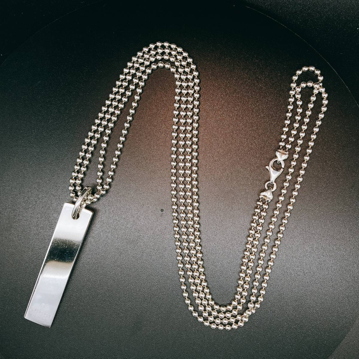 希少!! 新品未使用 GUCCI スクリプト ロゴ パラジウム ネックレス