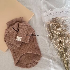 【新品】ハイネックリブトップス 犬服 犬の服 ドッグウェア ブラウン