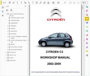  Citroen C3 2002 - 2009 Work shop manual service book repair book Citroen