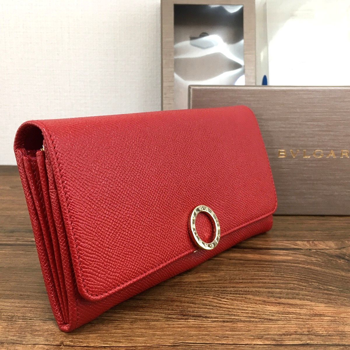 未使用品 BVLGARI 長財布 287270 レッド 58-