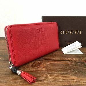 ☆送料無料☆ 未使用品 GUCCI ジップウォレット 307984 レッド バンブー 箱付き 231