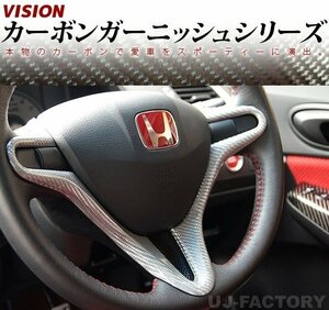 【VISION + UJ-FACTORY コラボレーション】★限定シルバーカーボン ステアリングガーニッシュ★ストリーム RN6/RN7/RN8/RN9 H18/7～