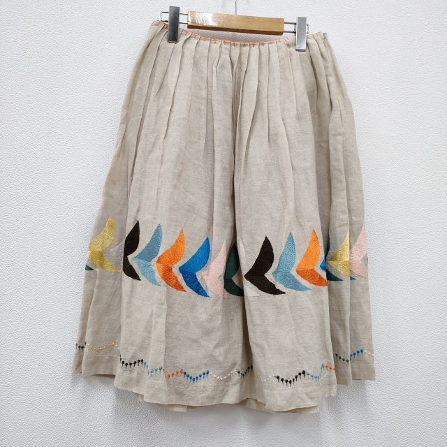 週間売れ筋 ミナペルホネン bird刺繍スカート ひざ丈スカート