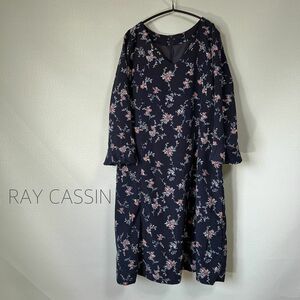 ◎RAY CASSIN レイカズン ワンピース 七分袖ワンピース ひざ丈ワンピース 花柄 ワンピ ワンピース レディース Fサイズ