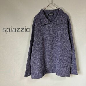 ◎spiazzi ニット 長袖セーター ブルー レディース Mサイズ 日本製 衿付きニット コットンニット