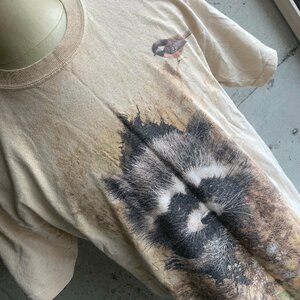 アメリカ古着 アニマル プリント Tシャツ アライグマ ベージュ M size ザマウンテン U.S Used Clothing Animal Print T-Shirt THE MOUNTAIN