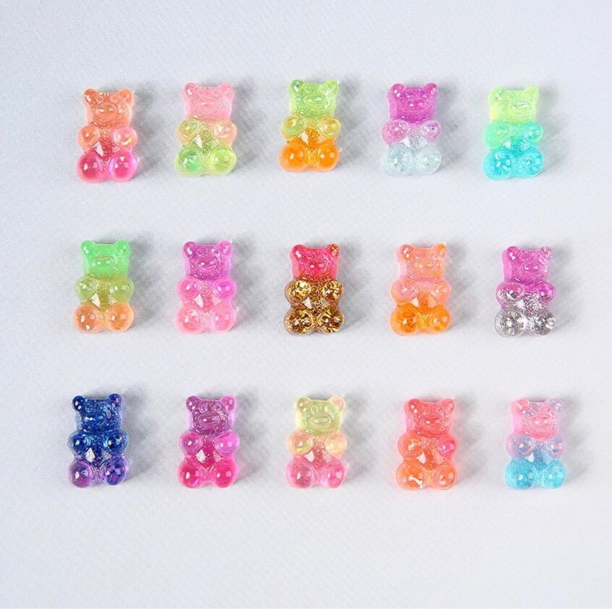 Sparkling Sweet Gummy Bear Gradient Color Resin Charm Accessories, Beadwork, beads, plastic