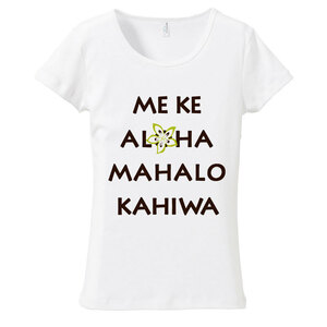 (XL) white [tf068] Logo & Hawaiian hibiscus flower print * hula dance mail service shipping T-shirt short sleeves free shipping Hawaii *fla