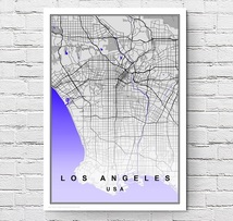 インテリアポスター アメリカン ロスアンゼルス 地図 アートポスター A3サイズ(297×420mm) as2_画像1