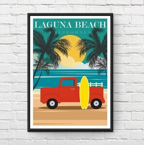 インテリアポスター アメリカン カリフォルニア イメージアート ラグナビーチ LAGUNA California A2サイズ an4