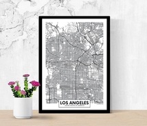インテリアポスター アメリカン ロスアンゼルス 地図 アートポスター A3サイズ(297×420mm) as1_画像2