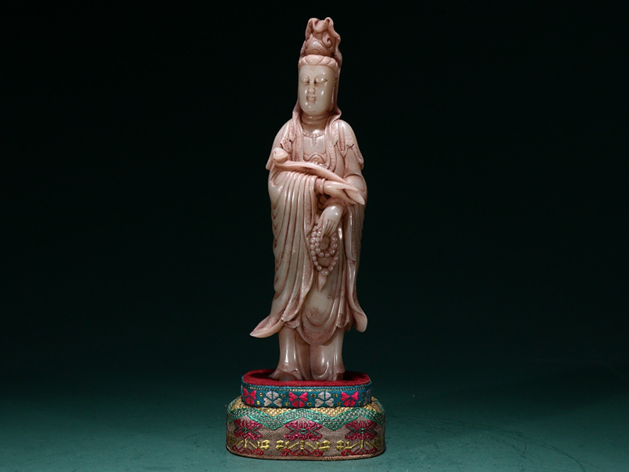 徳】旧家蔵出『清 寿山石 芙蓉石彫り 羅漢置物 共箱』古美術品 骨董品 ...