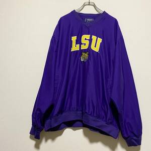 アメリカ古着　LSUタイガース ルイジアナ州立大学 プルオーバージャケット　カレッジ　アニマル　刺繍　ビッグサイズ　H34